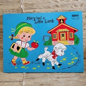 Vintage Sifo Pre-School Mary Had a Little Lamb Wooden Tray Puzzle